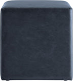 Studio Living® 18” Warren Ottoman Square Faux Leather Bench, Stationary Ottomans, Backless Chair, Footrest for Living Room, Footstool Office, Bedroom, Padded Seat, Navy Blue