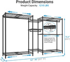 VIPEK Classic V6X Dynamic Closet System, Expandable Freestanding Clothes Rack with Shelves & Hanging Rods, Adjustable Width 62"-96", Modular Metal Clothing Rack Organizer for Reach-in Closet