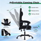 Goplus Gaming Chair, Ergonomic Office Chair with Foot Rest, Lumbar Support, Linkage Armrests, Detachable Headrest, 360°Swivel Computer Chair w/Adjustable Backrest & Height, 330 lbs Capacity (Black)