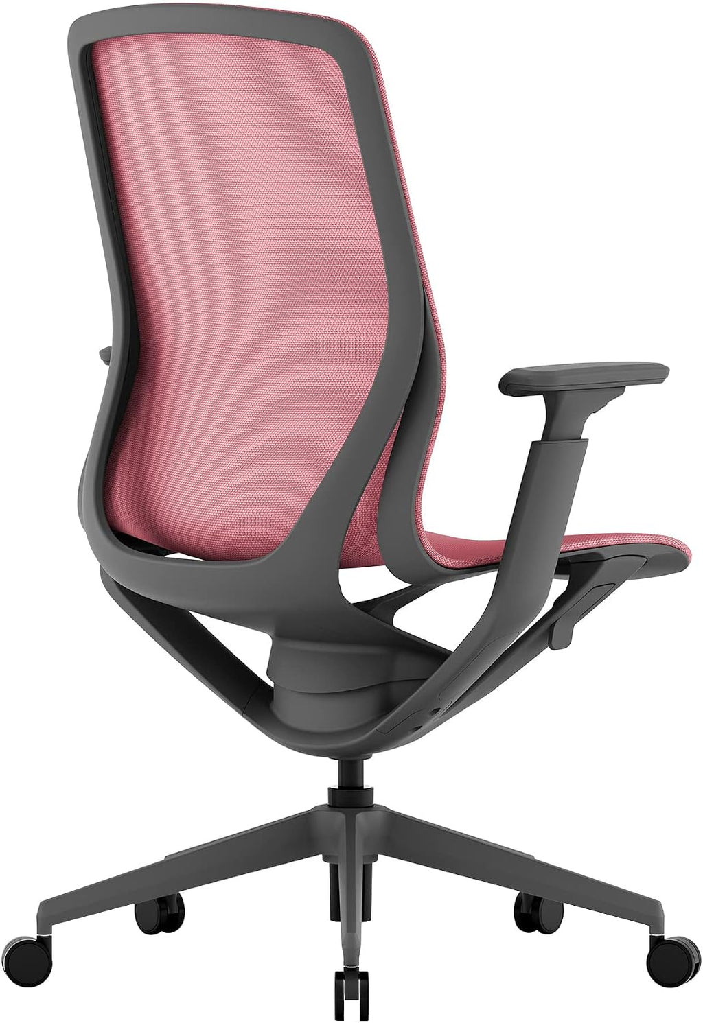 Laura Davidson Furniture Waverly Mesh Office Chair - Mid Back Mesh Chair, Adjustable Height & Arm Rest, Swivel, Seat Tilt - Red Mesh/Dark Grey Frame