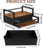 2-Tier Coffee Syrup Organizer Rack, Holds 12 Bottles Syrup Rack with Coffee Capsules Storage Drawer, Kitchen Countertop Organizer for Coffee Bar Station, Home, Wine Rack