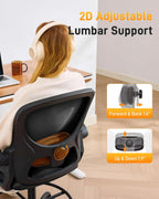 LukkDys Drafting Chair with 4D Multi-Adjustable Backrest, Tall Office Chair 19.7"-27.6" Seat Height, Ergonomic Standing Desk Chair with Flip-up Arms, Foot Ring, Black
