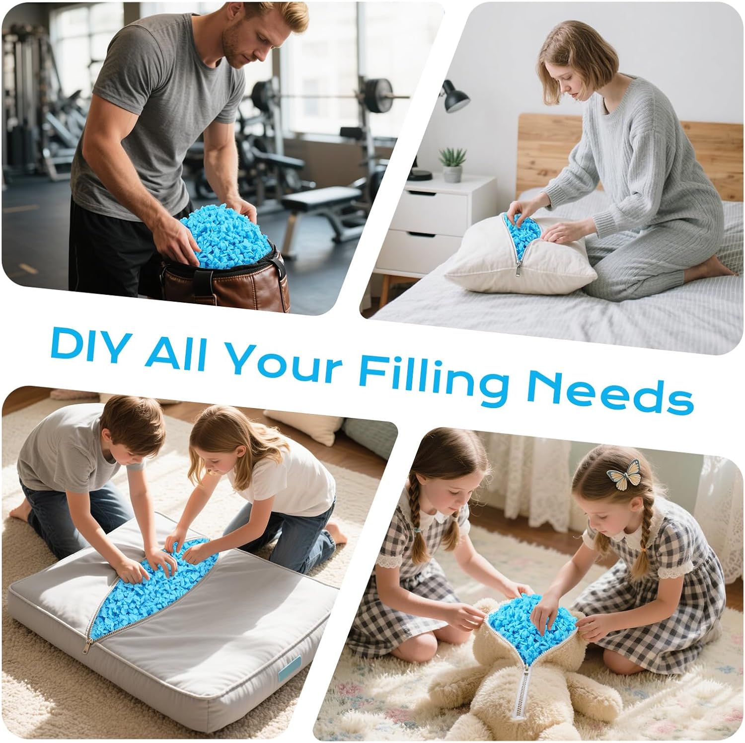 Bean Bag Filler, 10lbs Shredded Memory Foam Filling, Bean Bag Chair Filling Stuffing, Bean Bag Refill Insert, Punching Bag Filler, Pillow Filler Stuffing for Stuffed Animals/Couch/Dog Bed/Coop