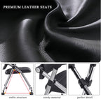 Ergonomic Black Folding Office Chair with Leather Padded Seat Arms and Wheels for Comfort and Convenience