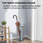 19.5" H Mesh Umbrella Stand - Ventilated Mesh Umbrella Holder for Entryway - Extra Capacity Storage for Umbrellas Canes & More - Freestanding Indoor Organizer 10.4" L x 10.4" W x 19.5" H - 2P Black