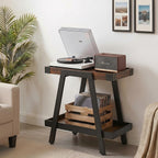 IPARTS EXPERT Farmhouse Side Table | 2-Tier Industrial A-Frame Bedroom Nightstand, Heavy Duty Load to 150 LBS Idea for Living Room, Bedroom, Entryways, Home Offices - Easy Assembly