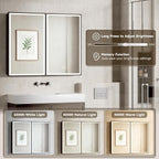 24X30 Inches Framed Medicine Cabinet with Lights, Bathroom Medicine Cabinet with 3-Color/Dimmable, Anti-Fog, Plug-in & Hardwired, Surface Mount & Recessed