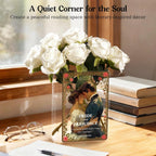 Alpharan Pride and Prejudice Inspired Book Vase, Flower Vases for Tables | Acrylic Book-Shaped Flower Vase,Bookshelf Decor,Book Lovers Book Club Gifts,Jane Austen Gifts, Birthday Gifts for Women Mom