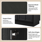 66.5" Sideboard Buffet Cabinet with Storage, Modern Credenza with Arched Doors, Large Wood Accent Cabinet for Living Room Entryway (Black)