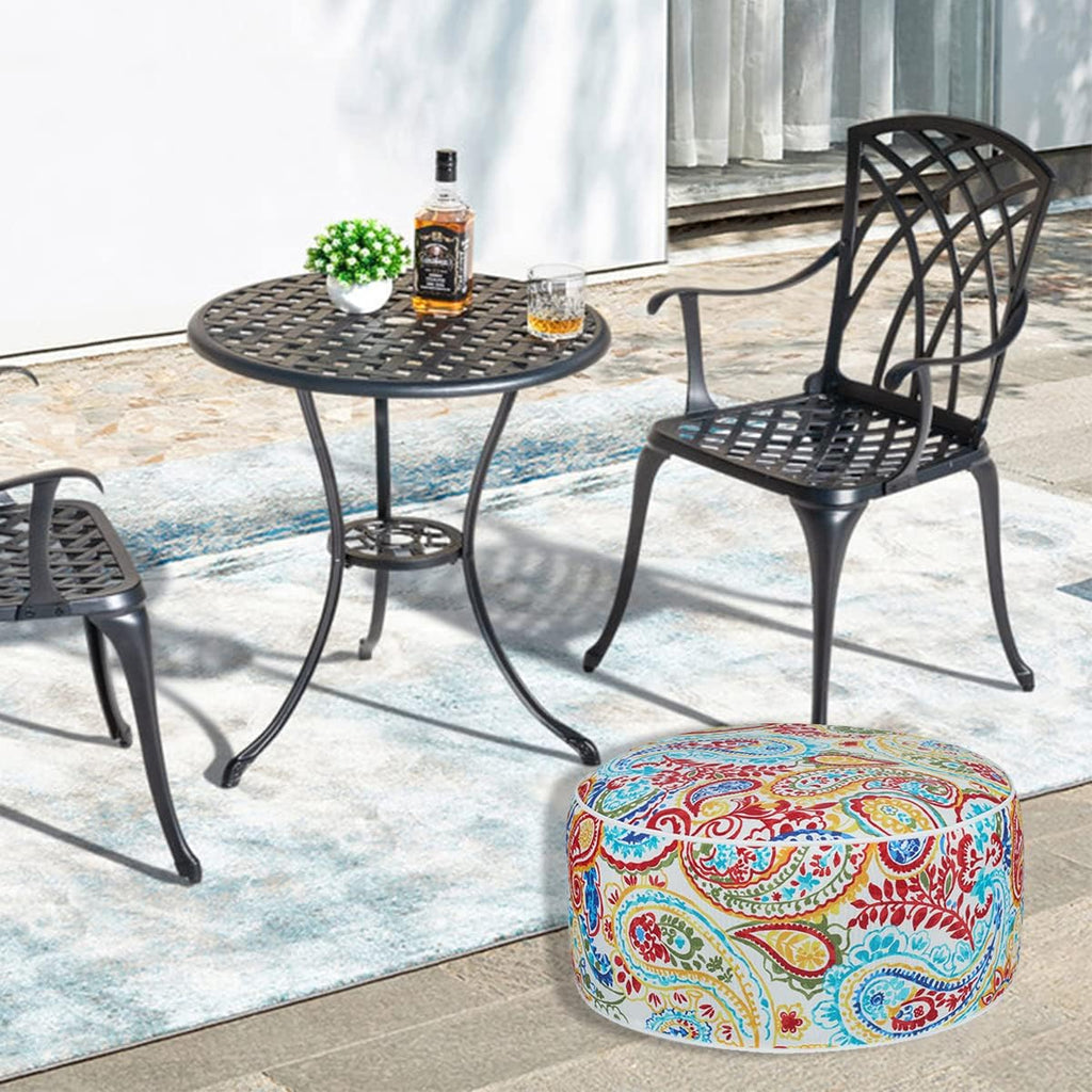 FUNHOME Inflatable Ottoman Stool D20xH9,Portable Round Pouf for Indoor/Outdoor Use,Foot Rest or Seating for Kids&Adults,Ideal for Camping or Home(Phoenix)