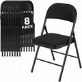 8 Pack Folding Chairs, Fabric Dining Chair Set with Padded Cushion and Back, Indoor Outdoor Seat for Home Office, Parties, Events, Wedding, Extra Guest Seating, Obsidian Black