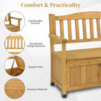 Outdoor Wood Storage Bench Deck Box, Entryway Porch Storage Bench, Wood Loveseat for Garden, Lawn, Balcony & Yard