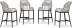 PURPLE LEAF 4 Pieces Counter Height Bar Stools Patio Boho Rattan Barstools Aluminum Woven Bar Chairs with Cushions for Outdoor Kitchen Island Garden