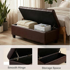 Chifee & Vingol 50" PU Ottoman with Storage Oversized End of Bed Storage Bench Upholstered Benches for Entryway, Living Room, Bedroom-Dark Brown