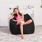 Posh Creations Coronado Bean Bag Boys and Girls Large Chair for Kids, for Gaming and Playrooms, Soft Nylon-Pink