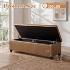 Homebeez 46" Faux Leather Storage Ottoman,End of Bed Bench,Upholstered Ottoman Bench with Storage for Living Room,Bedroom,Entryway