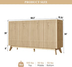 Fatmok Large Sideboard Buffet Cabinet with Storage, 65" Modern Fluted Credenza Buffet Table Coffee Bar Storage Cabinet with Doors & Adjustable Shelves for Living Room Kitchen Dining Room(Natural Oak)