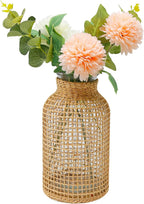 MDEOOSKY Straw Woven Glass Vase 7.87''x1.96''x4.13''Boho Glass Flower Vase Country Rustic Style Vase Glass Vase for Floral Arrangements Bottle Height (B Style 7.87IN)