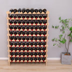 90 Bottle Bamboo Wine Rack Stackable Storage Freestanding Floor Wooden Modular fWine Rack Shelf