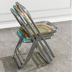 Transparent Folding Chair Modern Dining with Chrome Frame Acrylic Chair PC Plastic Living Room Seat(Yellow)