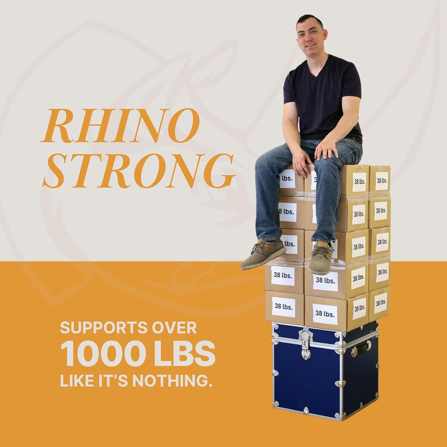 Rhino Trunk & Case Classic Cube Trunk - Home Storage Box, College Footlocker and Seating - 18"x18"x20", 1500+ lbs Capacity, Many Colors, Soft-Close Lid. USA Made Secure Dorm Furniture & Organization