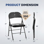 Simple Deluxe 2 Pack Foldable Padded Folding Chairs, Leather Cushion Seat & Sturdy Metal Frame, Portable Commercial Event Chair for Indoor Outdoor Home Office Parties, Black