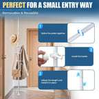 Corner Coat Rack - 12 Hook Tension Rod Plant Stand Stainless Steel Organizer for Coats, Towels, Plants & More, No Drilling, Height Adjustable, White