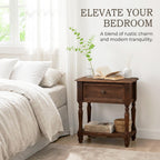 YUNMUARY-Solid Wood Nightstand,Entryway Table with Storage,Side Tables with Drawers,17.7" W x 21.7" H Small End Table Living Room,Farmhouse End Table for Bedroom,Fully Assembly.
