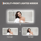 GarveeHome 60x36 Inch LED Bathroom Mirror with Lights, Dimmable Backlit & Frontlit Vanity Mirror, Anti-Fog, Shatterproof, 3X Magnification, Rectangular Wall Mounted Smart Mirror for Bathroom