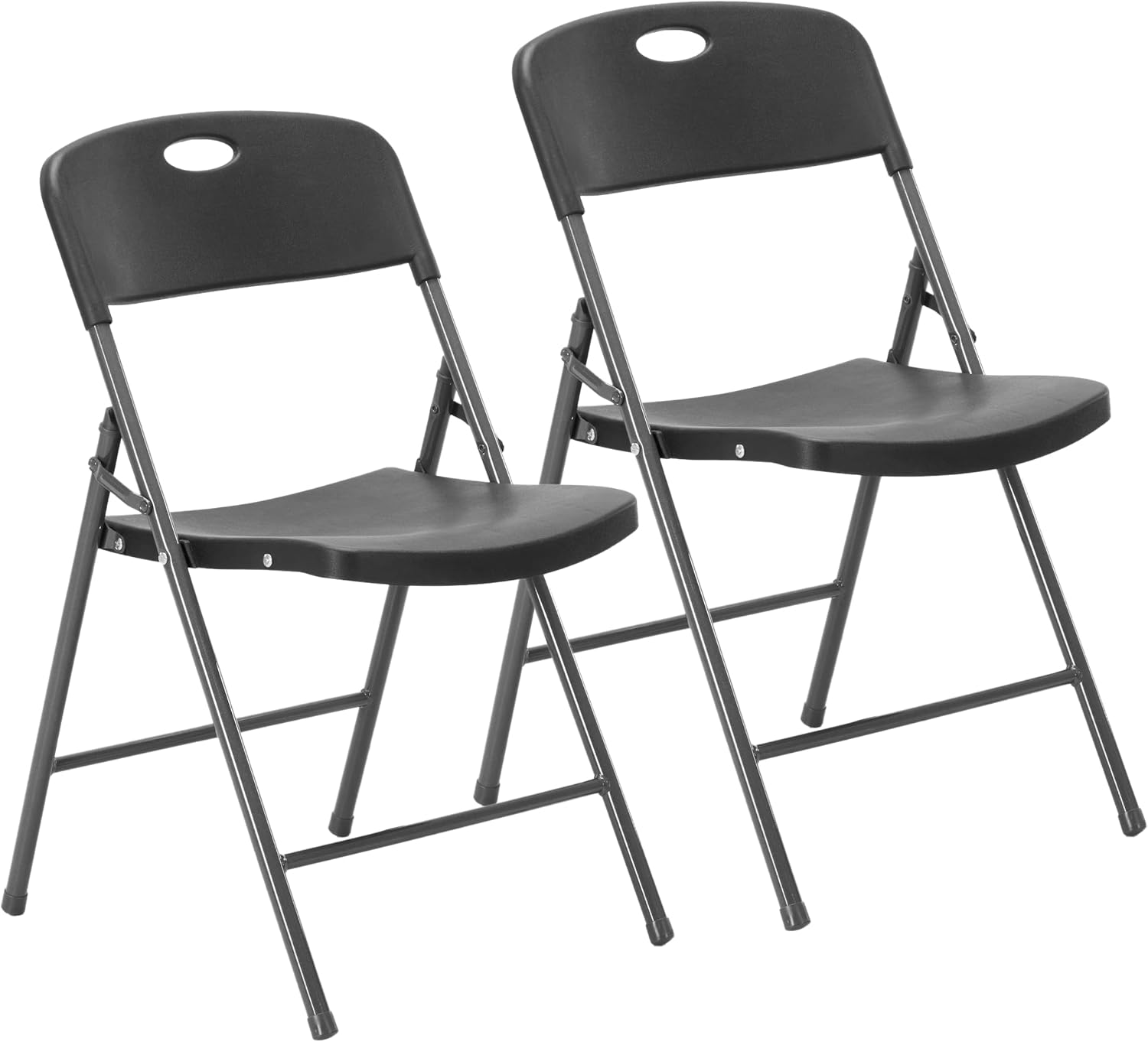 HealSmart Heavy Duty Folding Chairs, 330lbs Capacity Commercial Grade Plastic Chair, 1.7" Ultra-Slim Portable Foldable Chairs for Events & Office, Black, 2 Pack