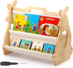 Double Sided Bookshelf – 2 Portable Bookshelf, Book Shelf for Rooms & Playroom, Cute Kangaroo Design Montessori,Book Display Shelve