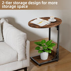 Elbourn Folding Side Table End Couch Tables,Metal Frame C-Shaped TV Stand for Sofa Living Bedroom Bedside Coffee Small Spaces(Vintage Wood Color)