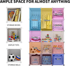 Modular Baby Wardrobe Closet, Portable Children Organizers and Storage for Nursery,15 Cubes with Hanging Rods,Multi-Functional Kids Storage Shelf-Bedroom Clothes Armoire (Boys & Girls)