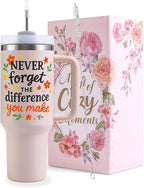 Thank You Gifts for Women, Never Forget the Difference You Make Tumbler - 40oz Stainless Steel Insulated Tumbler with Lid - Appreciation Retirement Gifts for Women, Farewell Gift for Coworkers