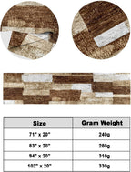 Bed Runner for Queen Size Beds, Patchwork Texture Decorative Bed Runners Scarves for Bedroom, Retro Rustic Blocks Abstract Linen Brown Washable Bedding Scarf Cover