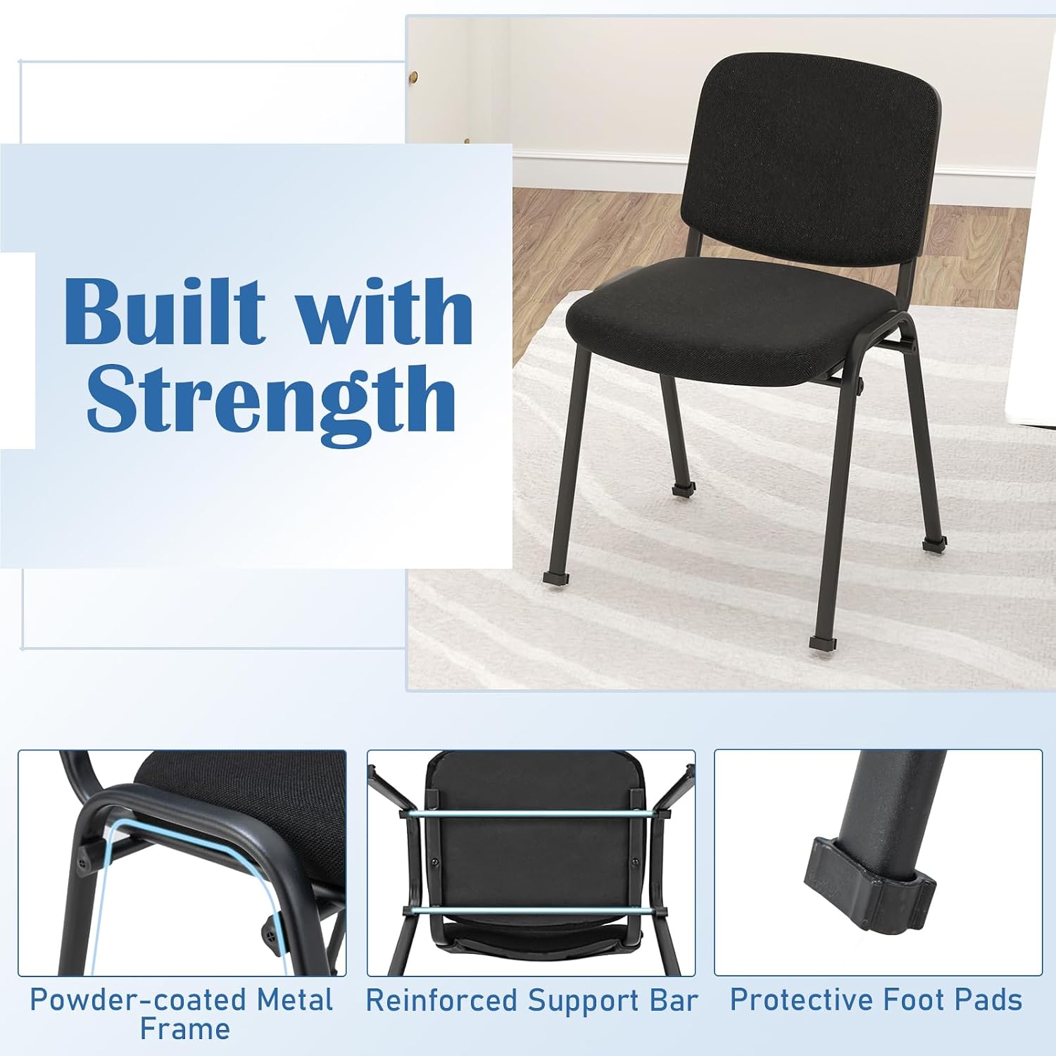 RELAX4LIFE Reception Waiting Room Chairs - Office Guest Chairs Set of 2 w/Ergonomic Backrest & Padded Seat, Armless Lobby Chair for Home Church Conference Meeting, Stackable Reception Chairs (2)