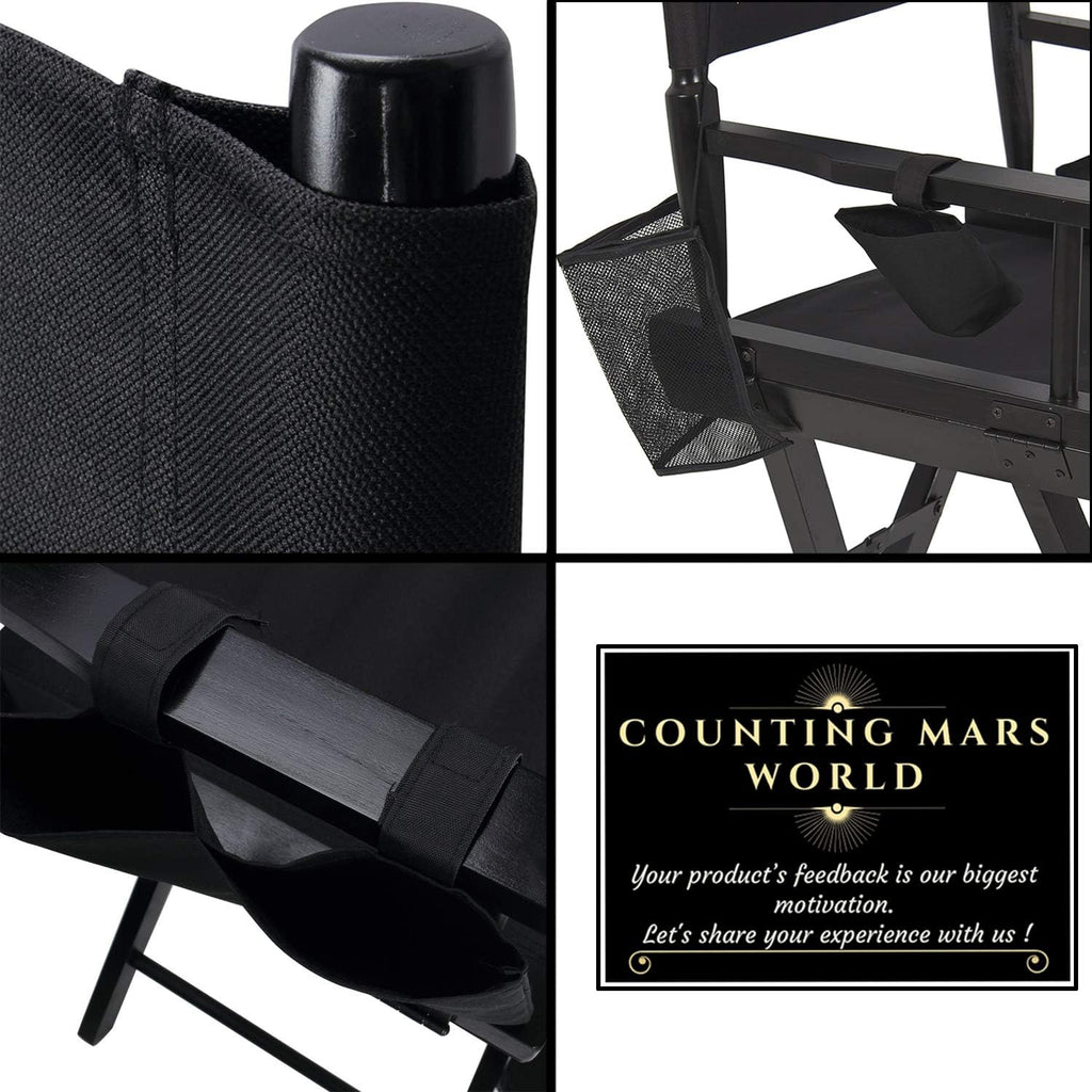 STAY GENT 5 in 1 Accessories Set for Makeup Artist Chair, (not Including Chair) Black Replacement Cover Canvas, 2 Portable Side Storage Bags and Hanging Mesh Bag, Black