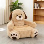 Cute Kids Sofa Seat Dog Shaped Chair Bean Bag Chair Seat Armrest Chair Sofa Animals Seat Cushion for Play Room Comfortable Animal Shaped Cushion for Home Bedroom Decoration (Light Brown Dog)