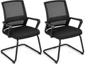 Giantex Office Guest Chair Set of 2, Guest Conference Chair w/Lumbar Support Ergonomic Backrest, Metal Frame Sled Base Mesh Executive Chair, Desk Chair for Reception Conference Room, Waiting Room
