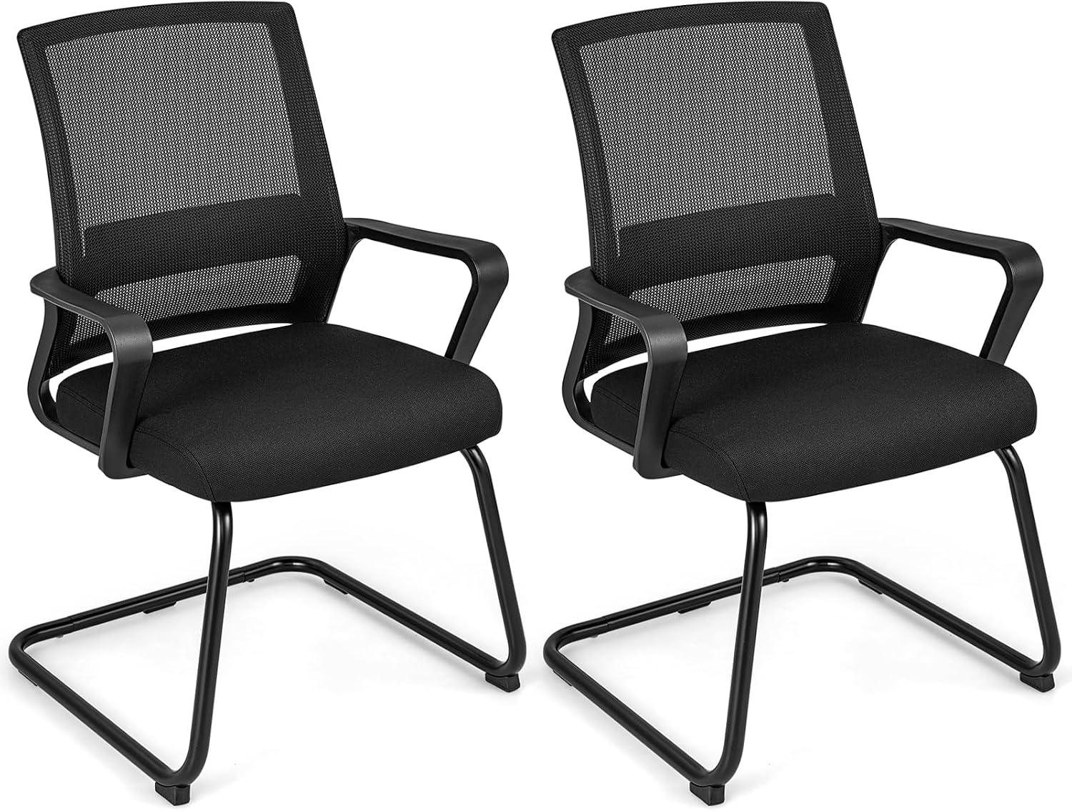 Giantex Office Guest Chair Set of 2, Guest Conference Chair w/Lumbar Support Ergonomic Backrest, Metal Frame Sled Base Mesh Executive Chair, Desk Chair for Reception Conference Room, Waiting Room