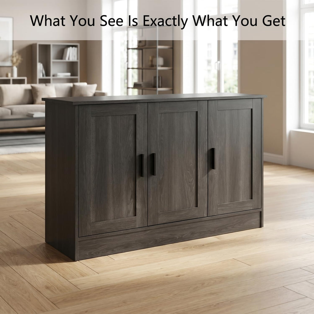Anystyle 43" Dark Grey Buffet Cabinet with Black Handles