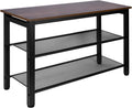 3-Tier Entryway Shoe Bench with Wood Seat, Industrial Metal Mesh Storage Rack for Hallway, Living Room, Rustic Brown, 29.5 Inch