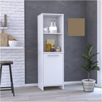 Kitchen Pantry, Two External Shelves, Single Door Cabinet, Two Interior Shelves White,for Kitchen