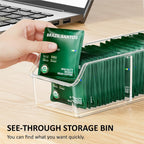 2 Pcs Tea Bag Organizer,Tea Bag Holder Box Storage Bin, Clear Drawer Drawer | Plastic, Sugar Packet, Coffee, Condiment, Spice Bag Holder, for Kitchen Cabinet, Countertop, Fridge