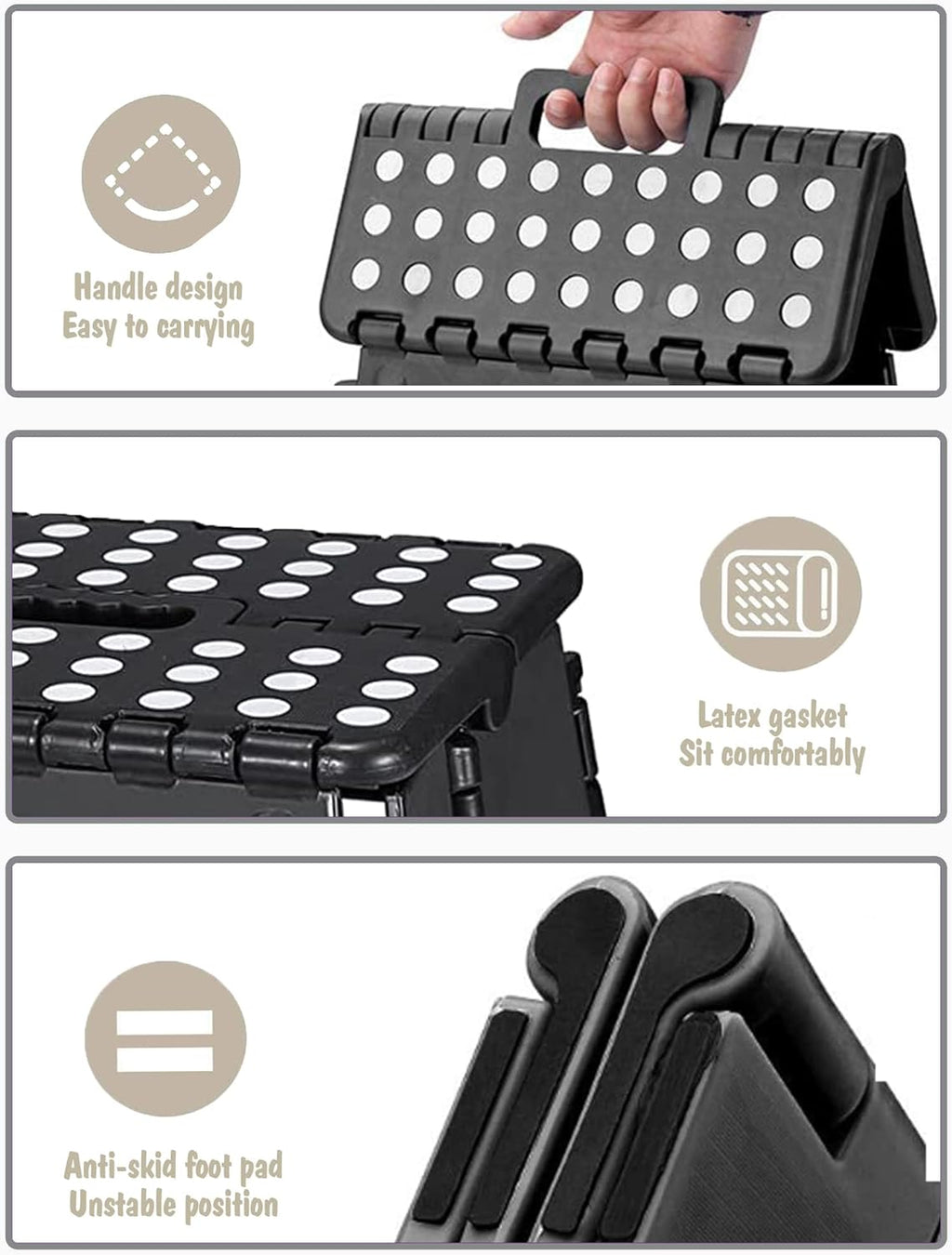 ACKO 10pack Folding Step Stool 13 inch Heavy Duty Plastic Foldable Step Stool for Kids and Adults, Small Collapsible Fold Up Stepping Stool