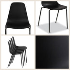 Poly & BARK Isla Stackable Dining Chairs Set of 4 – Mid Century Modern Plastic Dining Chair with Metal Legs – Kitchen & Dining Room Chairs – Dining Table Chairs Set – Indoor/Outdoor – Ebony Black