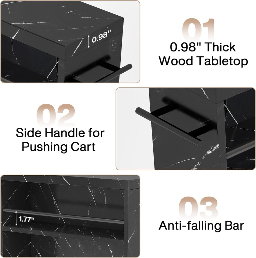 Tribesigns Slim Storage Cart, Rolling Narrow Kitchen Cart on Wheels for Small Place, 4-Tier Slide Out Slim Utility Cart Skinny Laundry Cart with Handle for Kitchen, Bathroom, Laundry (Contemporary)