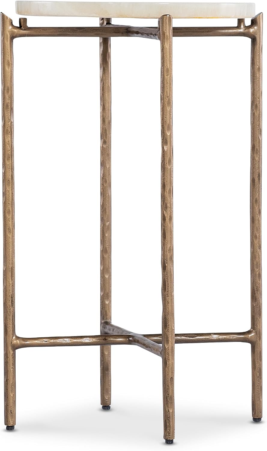 Hooker Melange Je Suis Petit Spot Table with Stone Top on a Gold Metal Base