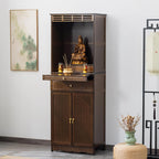 Meditation Cabinet with Drawers and Shelves, Altar Table with Large Storage Space, Elegant and Atmospheric Prayer Furniture, Suitable for Entrance, Living Room, Study Rose Color 50cm