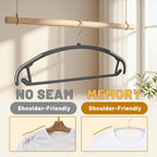Arc Design No Shoulder Bump Plastic Hangers 30 Pack,Ultra Thin Non-Slip Hangers for Clothes,Heavy Duty Coats Hangers,360°Swivel Silver Hook,Space Saving Closet Organizer-(Black)